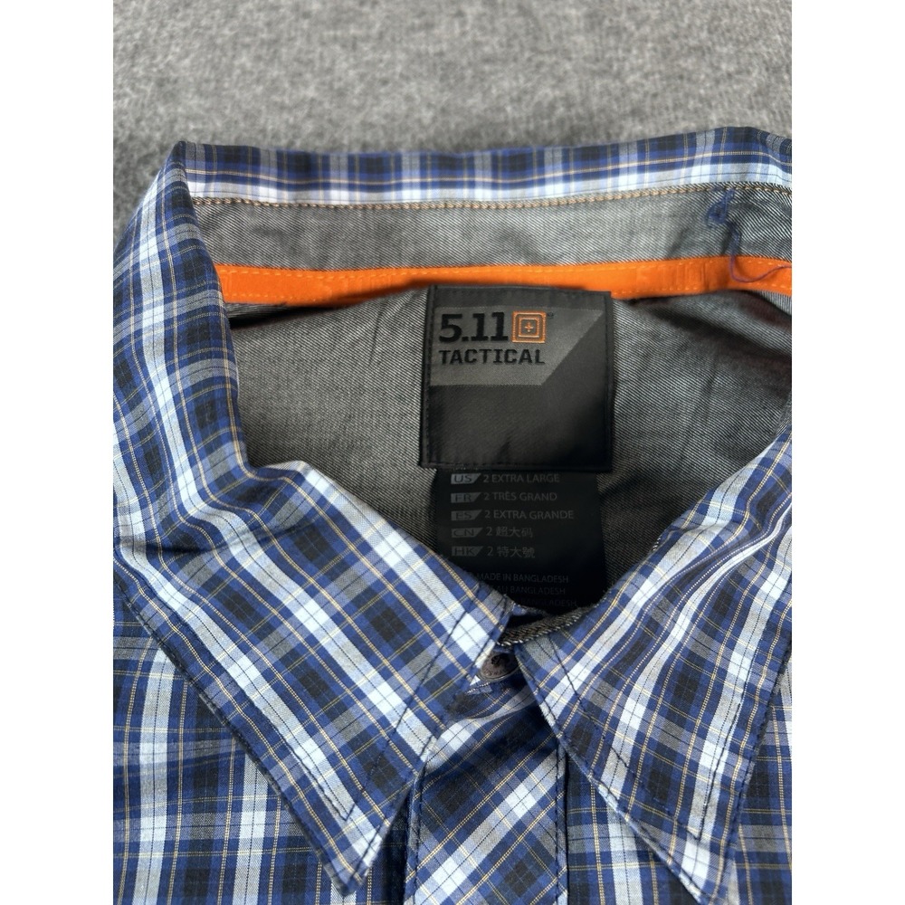 511 Tactical Snap Button Shirt Mens‎ XXL Blue Plaid Long Sleeve Casual - Picture 3 of 7